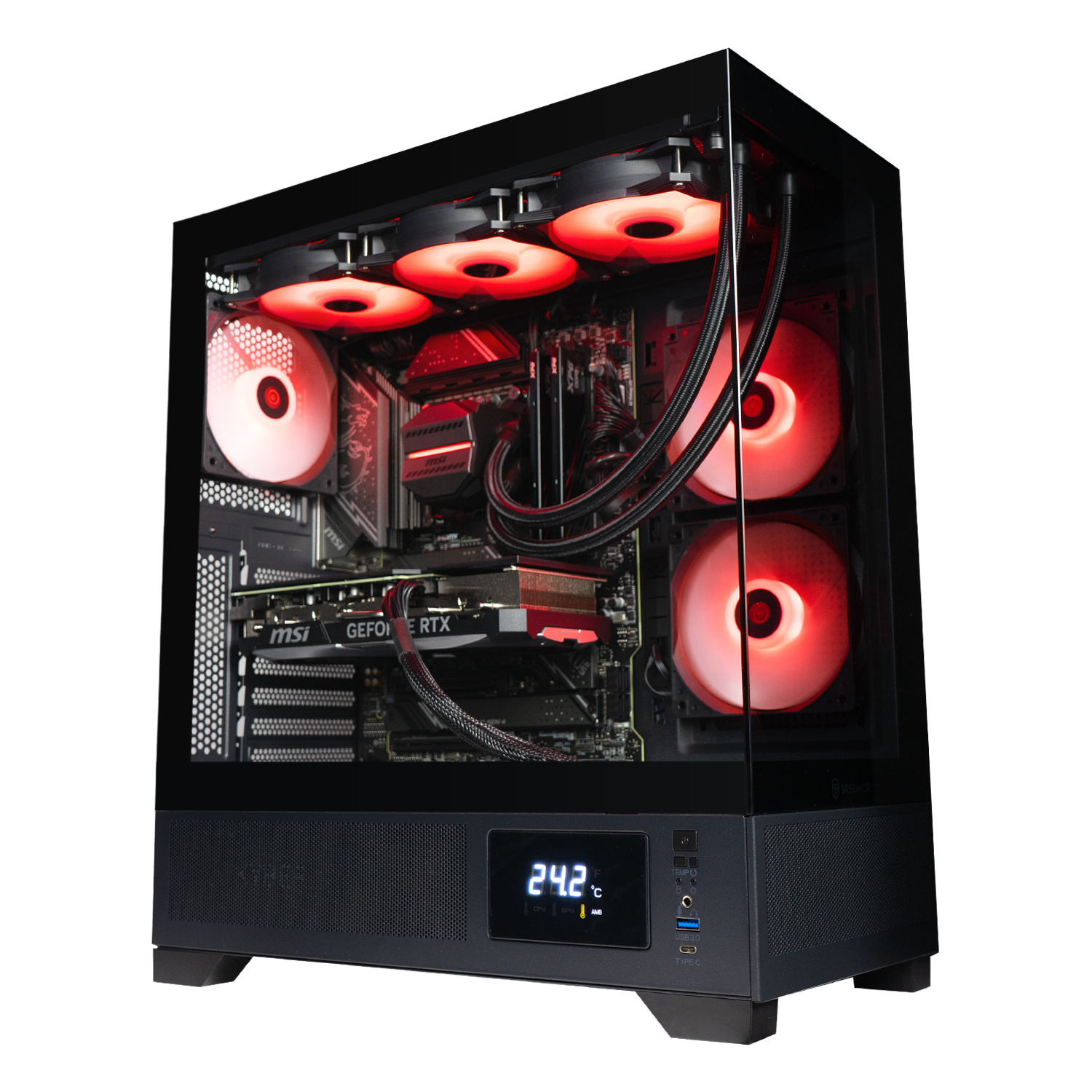 BREUNOR DARKBLADE - PC Gaming RYZEN 7 7800X3D 8 CORE, RTX 4070Ti SUPER 16 Go, Ram 32 Go 6000 MHz, SSD NVMe 2000 Go, dissipateur liquide 360 ​​mm, Windows 11 pro