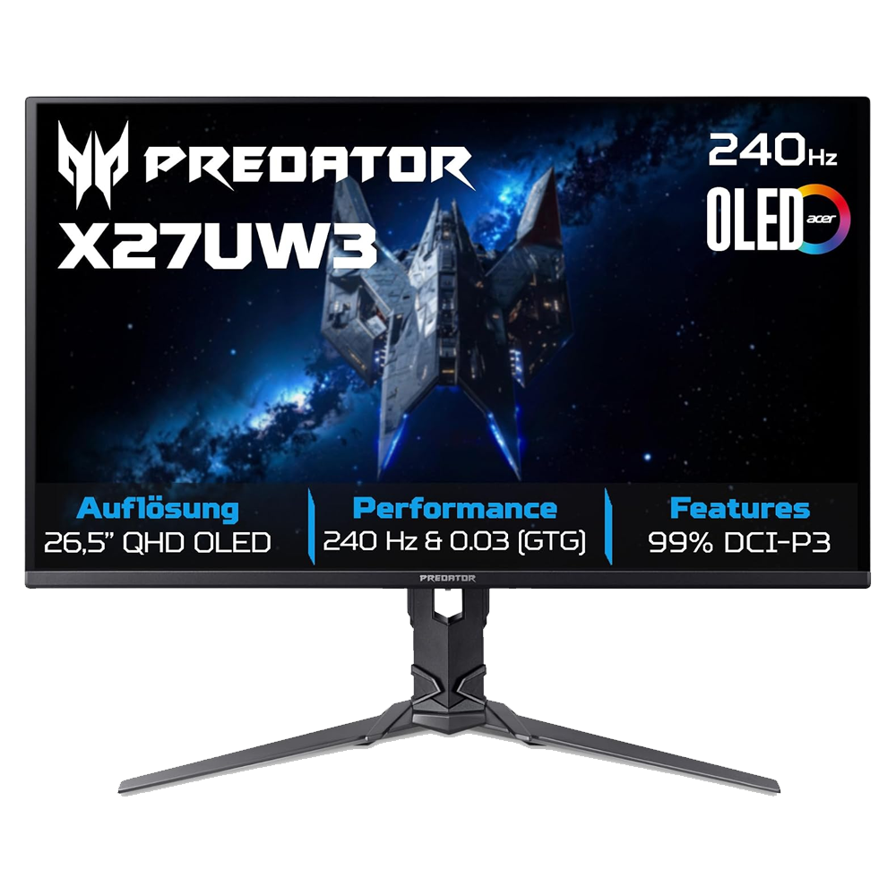 Monitor Gaming QHD OLED ACER Predator - 26,5", 240Hz, 2560x1440 , 0.03ms, QD-OLED Panel, 2x HDMI + 1x DP , Speaker Integrati