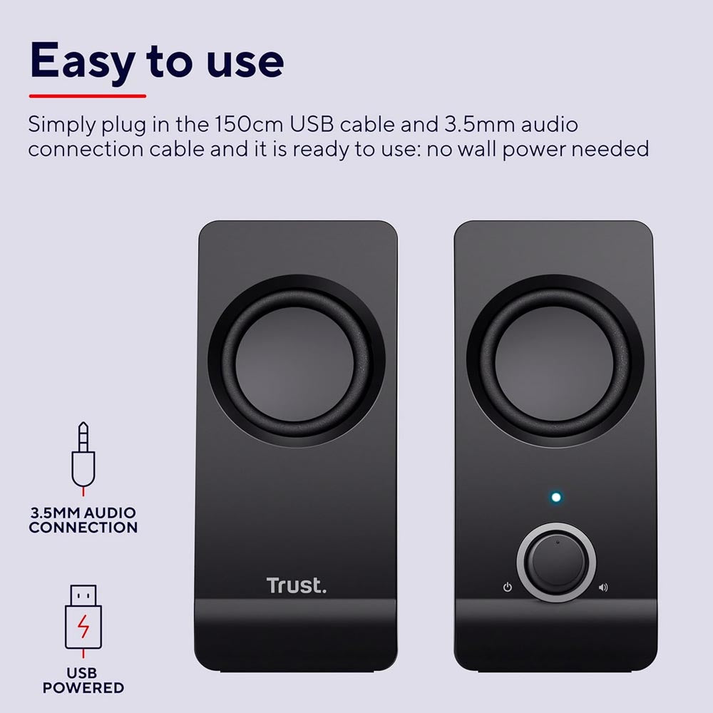 Speaker Trust Remo Casse Pc 2.0 Casse PC , 16 W , Alimentazione USB, 3.5 mm, Altoparlanti PC Stereo per Computer