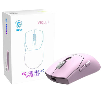 msi Forge GM340 Wireless Violet Mouse Gaming Wireless Wired 12000 DPI , autonomia 82 ore, latenza 1 ms, 57g