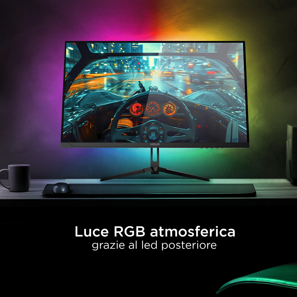 Monitor Gaming Multimediale Noua HorusX 23.8″ FHD 180hz RGB - 1920 x 1080 Full HD (1080p) @ 180 Hz - Fast IPS - Con Casse Integrate