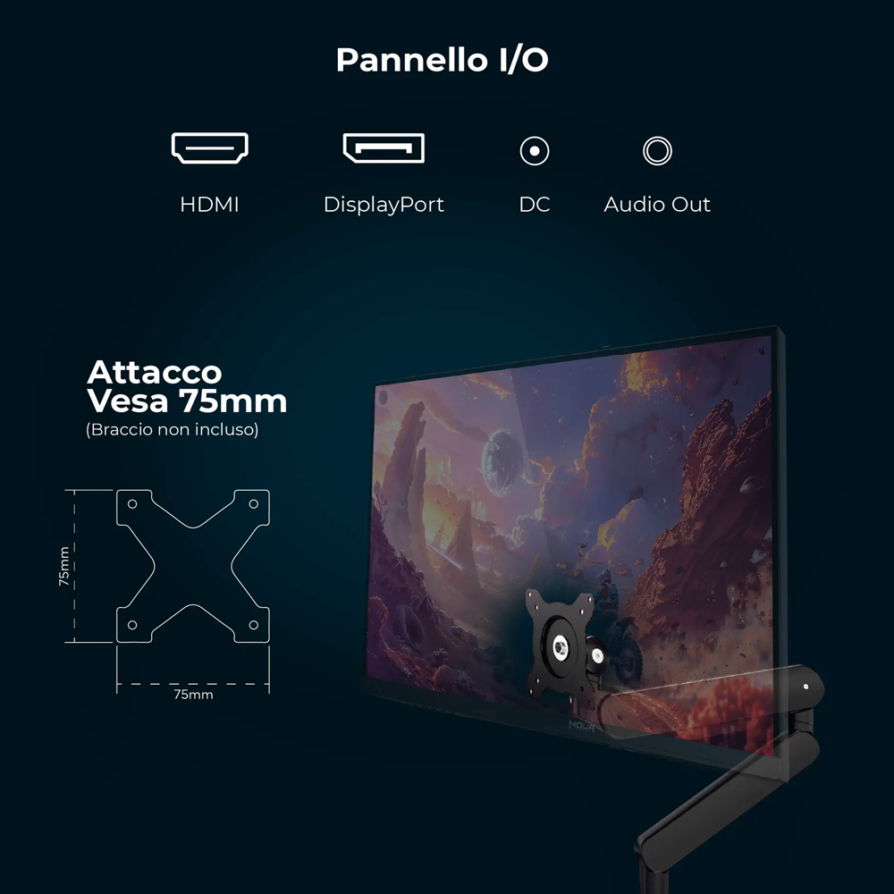 Monitor Gaming Multimediale Noua HorusX 23.8″ FHD 180hz RGB - 1920 x 1080 Full HD (1080p) @ 180 Hz - Fast IPS - Con Casse Integrate