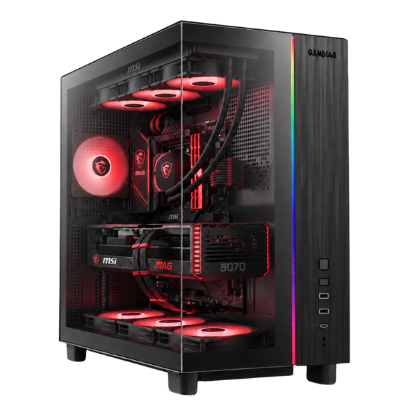 BREUNOR ODIN - PC Gaming Ryzen 7 7800X3D, RTX 5070 12GB, Ram 32GB DDR5 6000Mhz, SSD 1000GB NVMe, Dissipatore a Liquido 360mm, Windows 11 Pro