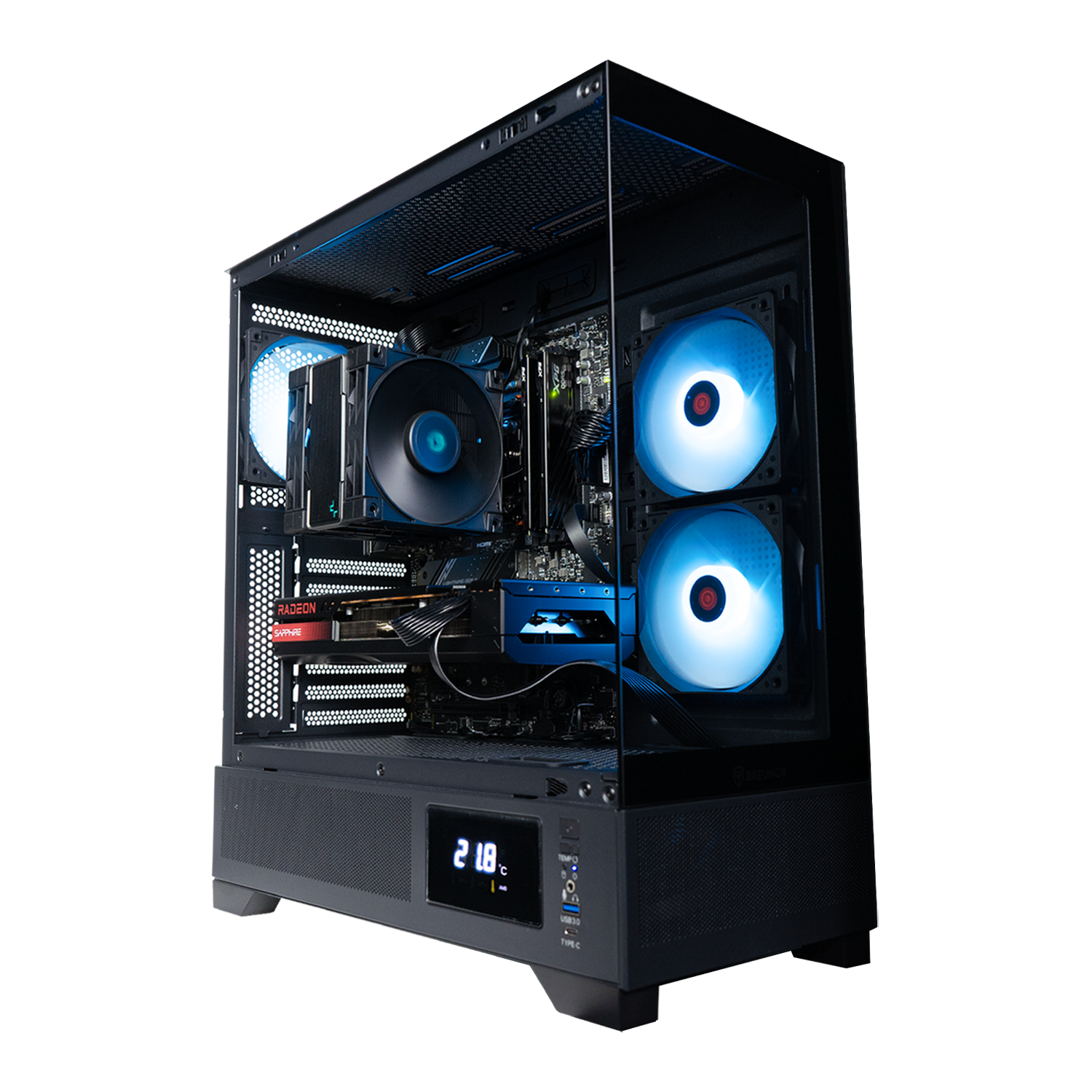 BREUNOR VORTEX Pc Gaming Ryzen 5 7600, RX 7800XT 16Gb, SSD NVMe 1000Gb, RAM 32GB DDR5 6000MHz, Dissipatore a torre, Windows 11 Pro