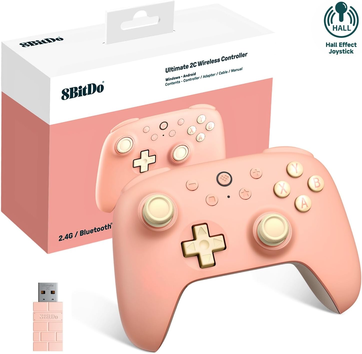 Controller Wireless per PC Windows e Android, Frequenza di Polling 1000Hz, Joystick Hall Effect/Hall Trigger, Paraurti L4/R4 Rimappabili, Funzione Turbo (Pesca)