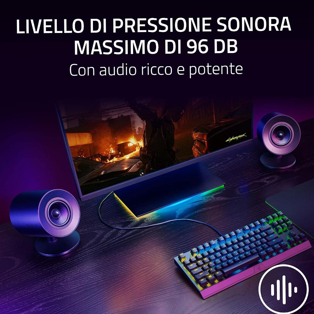 Razer Nommo V2 X – Altoparlanti da Gaming per PC 2.0 Full Range con Driver da 3”, THX Spatial Audio e Bluetooth, Nero