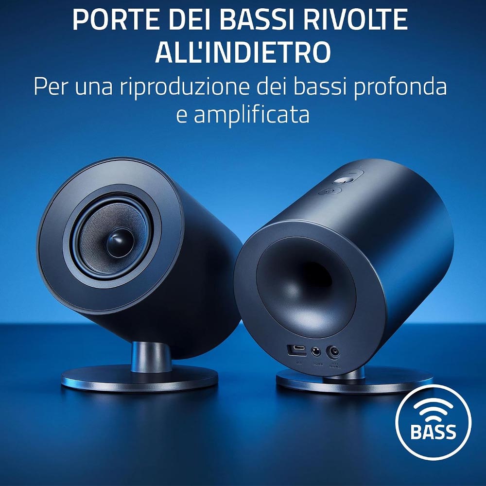 Razer Nommo V2 X – Altoparlanti da Gaming per PC 2.0 Full Range con Driver da 3”, THX Spatial Audio e Bluetooth, Nero