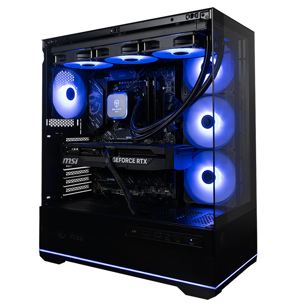 BREUNOR UBBE - PC GAMING Ryzen 5 9600X jusqu'à 5,40 GHz, RTX 5070 12 Go, 32 Go de RAM DDR5, SSD 1 To, dissipateur thermique tour, écran LCD 4,3", Windows 11