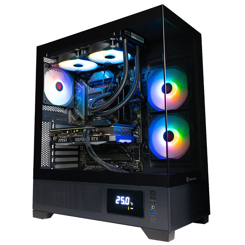 BREUNOR AVALON EXPRESS - PC GAMING i7 12700F 12 cœurs jusqu'à 4,90 GHz, RTX 4060Ti 8 Go, 32 Go de RAM DDR4, 1000 Go NVMe SSD, dissipateur thermique liquide 240 mm, Windows 11 Pro