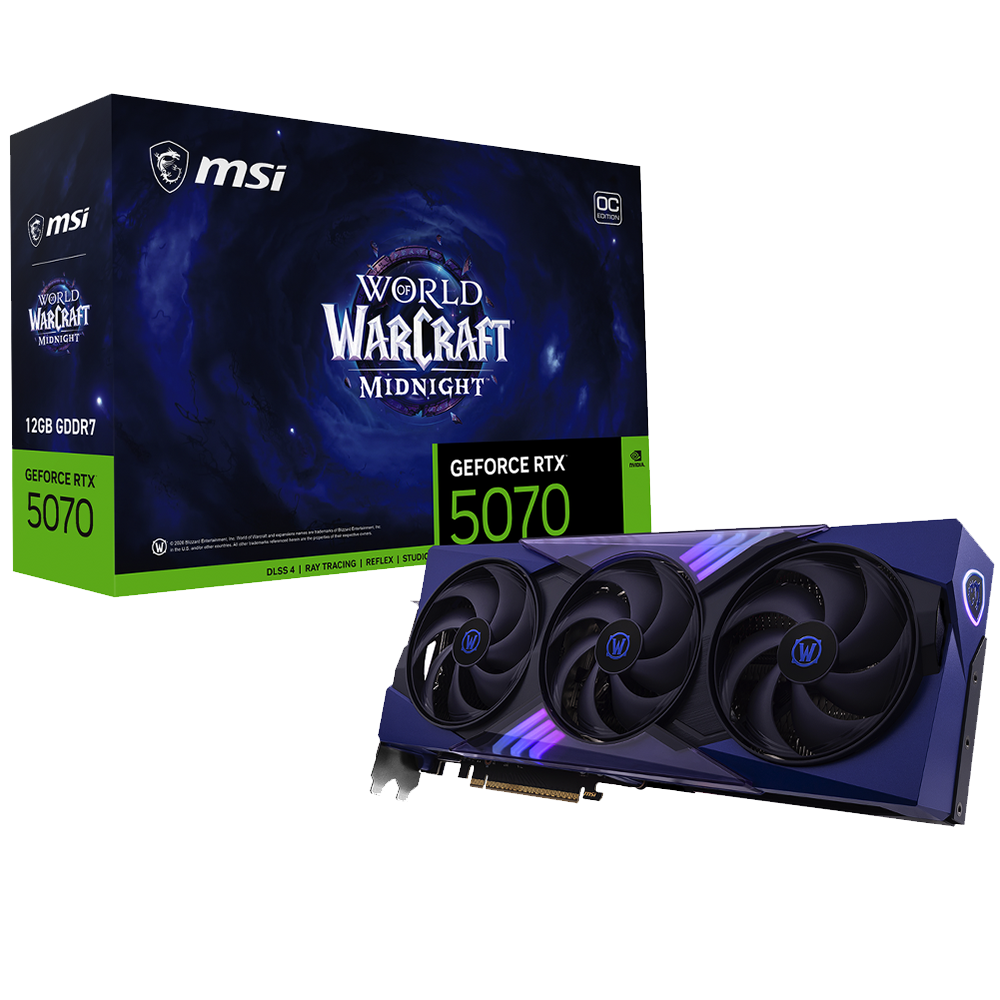 MSI GeForce RTX 5070 12G WORLD OF WARCRAFT MIDNIGHT LIMITED EDITION – GDDR7, 28Gbps, PCIe 5.0, HDMI 2.1, DP 2.1